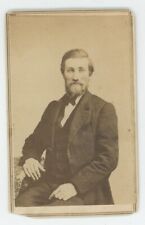 Antique Hand Tinted CDV Circa 1860s Handsome Man With Full Beard Philadelphia PA picture