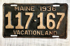 1936 Antique Maine ME License Plate Tag #117-167 Original; Rare; Chevy Dodge picture