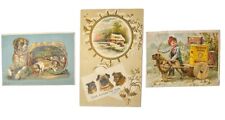 3 Victorian Trade Cards DOGS Stickney & Poor’s, Luke 17:5  B77 picture