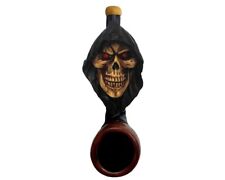 Evil Grim Reaper Red Eyed Death Skull Handmade Tobacco Smoking Mini Hand Pipe picture