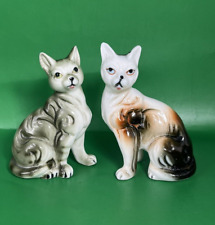 2 Vintage Ceramic Porcelain Kitty Cats Knick Knacks Figurines 3.5
