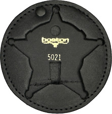 BOSTON LEATHER ROUND BADGE HOLDER: Chicago Police Star With Ball Tips (600-5021) picture