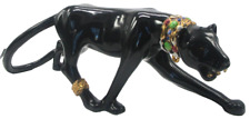 MINT Vintage MCM 1950's Large 21” Ceramic Jeweled Black Panther Figurine Signed picture