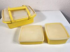 Tupperware Pack N Carry Lunch Box Yellow + 2 Additional Vintage Yellow Pieces picture