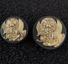 CHANEL 100% Authentic 2010 Gold Lion Head Black Buttons RARE (2) + Swatch picture