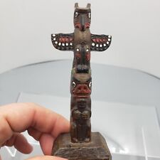 Boma Canadian Totem Pole Eagle Bear Vintage Hand Painted statue resin miniature picture