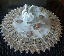 Doily 16 Inch Metallic Gold Rose Lace Victorian Flower picture
