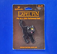 Hallmark PIN Halloween Vintage CAT BLACK Scaredy Flocked 1992 NEW BOO $295R picture