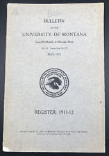 Antique 1911-12 University of Montana Register Booklet Classes Campus Info picture