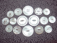 16 ANTIQUE CARVED VINTAGE MOTHER OF PEARL BUTTONS MEDIUM - LARGE picture
