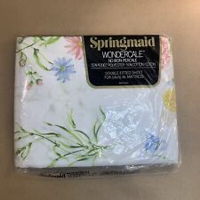 Vtg Springmaide Summer Breeze Wondercale No-Iron Percale QUEENS SHEET Floral picture