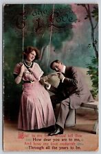 Postcard To One I Love Greeting Lady Man Poem Antique UNP WOB Note DB Germany picture
