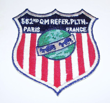 RARE ORIGINAL LATE 1940's 552nd QM REFRIGERATION PLATOON PARIS FRANCE PATCH picture