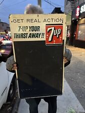 Vintage masonite Advertising Sign Menu Board 7 Up first away Get Real Action ￼ picture
