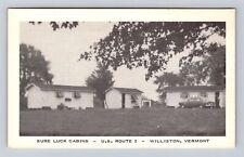 Williston VT-Vermont, Sure Luck Cabins, Advertising, Vintage Souvenir Postcard picture