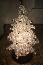 Vintage Handmade Clear Plastic Beads &  Light Up Stand Christmas Tree picture