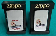 Vintage Zippo H.M.C.S. Terra Nova Brushed Chrome, and Slim Line Pair, Unfired picture