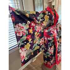 Floral Japanese Kimono Handmade with Hand Painted Obi Belt picture