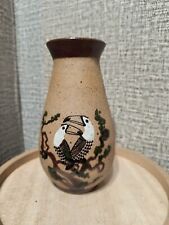Signed Vintage Tonala  Hand Painted Floral Pottery - Mexico- Vase 5.5in picture