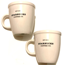 Pair of STARBUCKS ABBEY MUGS 2001 White Signature Barista Coffee Tea Mugs picture