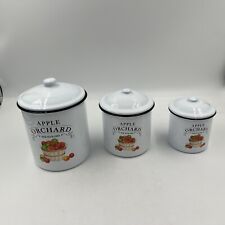 Metal 6x8, 5x6, & 4x5in Apple Orchard Canister Set of 3 Cer3077 picture