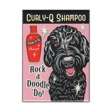 Retro Pets Magnet, Curly-Q Shampoo, Labradoodle Dog (Black), 2.5