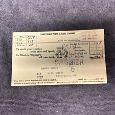 Vintage Pennsylvania Power and Light Company Electric Bill. Date 1939. Nice picture