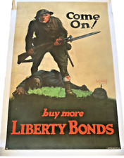 Original Vintage Poster COME ON BUY MORE LIBERTY BONDS USA WWI War LINEN BACKED picture