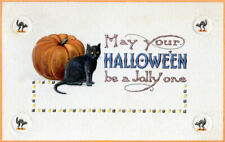 Vintage Postcard REPRODUCTION 1915 Halloween Pumpkin Black Cats NEW picture