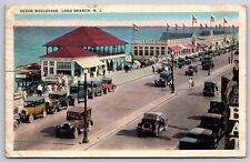 Postcard NJ Long Branch New Jersey Ocean Boulevard Girl Sitting On Marquee A47 picture