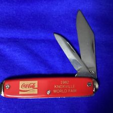 Vintage NOS Coca Cola 1982 Knoxville World Fair Red 2 Blade Pocket Knife USA picture