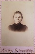 Cabinet Card Woman Bows Pursed Lips Harrisburg PA c1890 J.W. Roshon Vintage picture