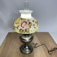 Vtg Aladdin Model 11 Oil/Kerosene Lamp w/ Floral Milk Glass Shade - Electrified picture