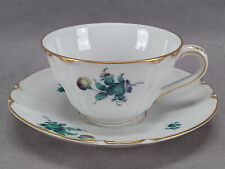 Nymphenburg Germany Hand Painted Green Floral & Gold Tea Cup & Saucer C picture