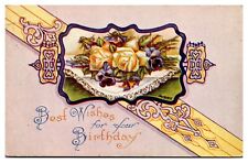 1913 Best Wishes for your Birthday, Floral, Embossed, Greetings Postcard picture