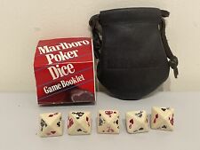  Vintage Marlboro Poker Dice Set With 5 Dice Game Booklet and Blk. Leather Pouch picture