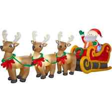 Gemmy 16' Long Airblown Christmas Inflatable Santa in Sleigh Three Reindeers picture