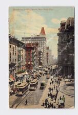 PPC Postcard NY New York City Broadway St. Looing North Trolley Aerial View picture