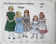 Children's Corner 203 Girls Dresses HOPE Sewing Pattern Sz 7-8 FF picture