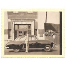 Vintage Photo Man w Car At Jersey City Printing Company NJ 1949 Chevy Deluxe picture