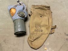 ORIGINAL WWII US ARMY M1A2 NON COMBATANT GAS MASK & CARRIER-ADULT MEDIUM picture