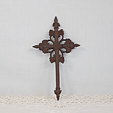 Vintage Cast Iron Fleur-De-Lis Cross Wall Decor picture