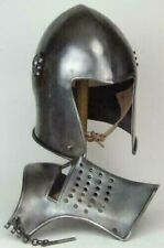 Medieval Visor Helmet 18 Gauge Steel Blackened Barbute Armor Costume new item picture