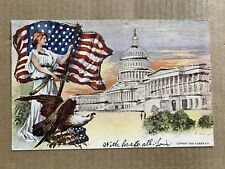 Postcard Washington DC US Capitol Building Lady Liberty Eagle Flag Patriotic UDB picture