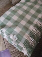 Vtg LL Bean Wool Blanket Green Plaid Large 54 x 66