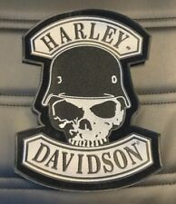 HARLEY DAVIDSON SKULL WITH LOGO LARGE SEW ON BIKER PATCH 10X8 INCH picture
