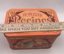 Ragu Spaghetti Sauce Recipe Tin Metal File Box England Vintage picture