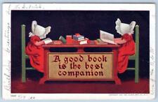 1906 SUNBONNET GIRLS A GOOD BOOK IS BEST COMPANION ULLMAN MFG ANTIQUE POSTCARD picture