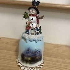 Vintage Christmas Snowman and Kids Bell with Victorian Painted Scene picture