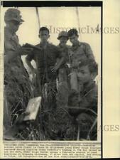 1973 Press Photo Khmer Rouge Insurgent Interrogated at Gunpoint, Cambodia picture